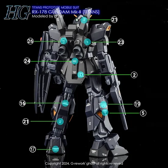 G-Rework HG RX-178 Gundam Mk-II [TITANS] Decals - Image 3